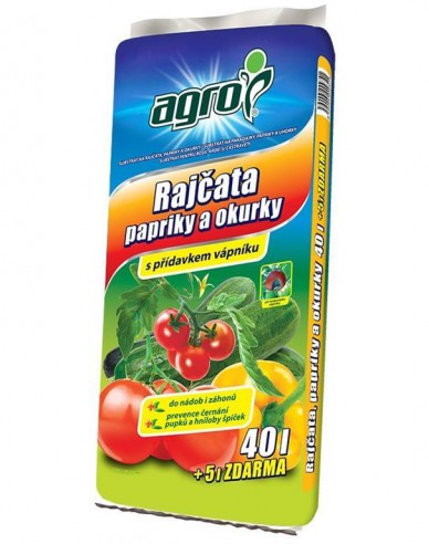 AGRO Substrát pro rajčata, papriky a okurky 40l + 5l zdarma